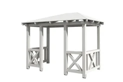 Auvent bois Wismar 7, 351x187cm, épicéa, traitement coloré blanc-Skan Holz Best