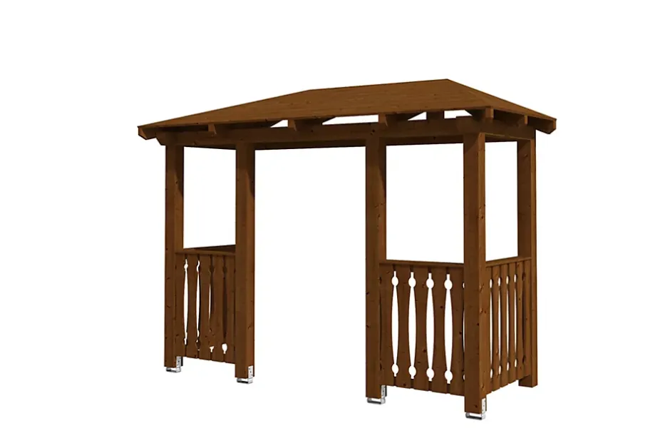 Auvent bois Wismar 6, 351x134cm, épicéa, traitement coloré noyer-Skan Holz Outlet
