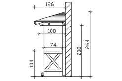 Skan Holz Auvent bois Wismar 4, 258x126cm, épicéa, traitement coloré gris ardoise