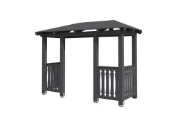 Auvent bois Wismar 6, 351x134cm, épicéa, traitement coloré gris ardoise-Skan Holz Clearance