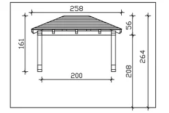Auvent bois Wismar 1, 258x126cm, épicéa, traitement coloré chêne clair-Skan Holz Best