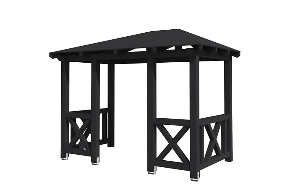 Skan Holz Auvent bois Wismar 7, 351x187cm, épicéa, traitement coloré anthracite