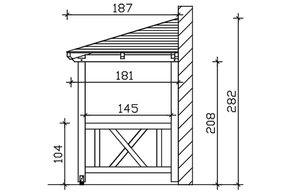 Skan Holz Auvent bois Wismar 7, 351x187cm, épicéa, traitement coloré anthracite