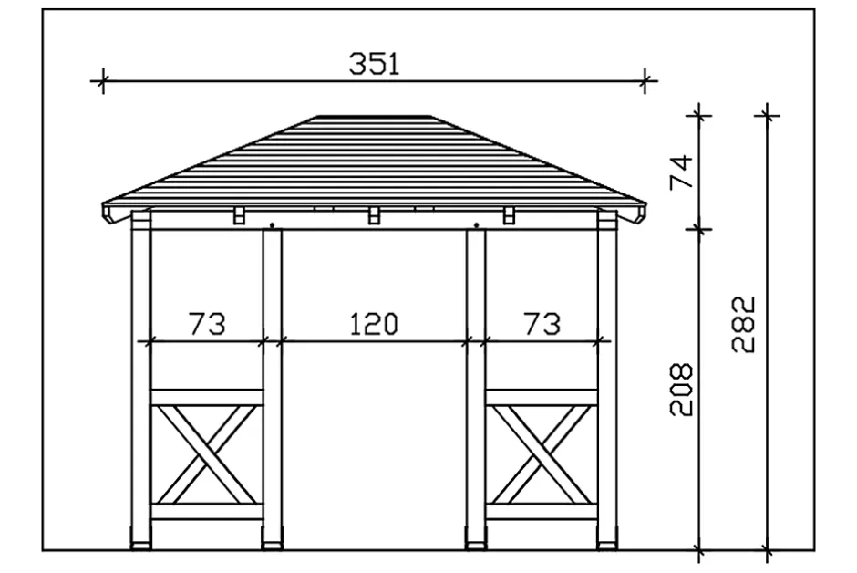 Skan Holz Auvent bois Wismar 7, 351x187cm, épicéa, traitement coloré anthracite