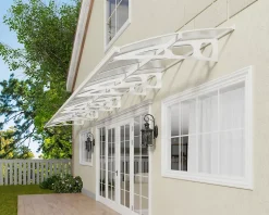 Auvent Bordeaux 890 x 140cm Blanc - Brume Blanche en Polycarbonate et acier-Canopia by Palram Hot