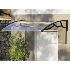 Artplast Auvent de Porte d'Entrée 100 x 120 cm Transparente - Polycarbonate Alvéolé Marquise Extérieure Bras Polypropylène Art Plast