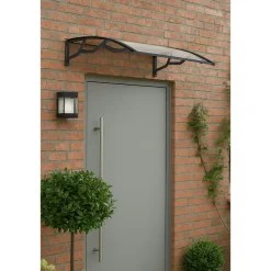 Artplast Auvent de Porte d'Entrée et fenêtre 80 x 100 cm - Polycarbonate Anti UV Marquise Extérieure Bras Polypropylène Art Plast