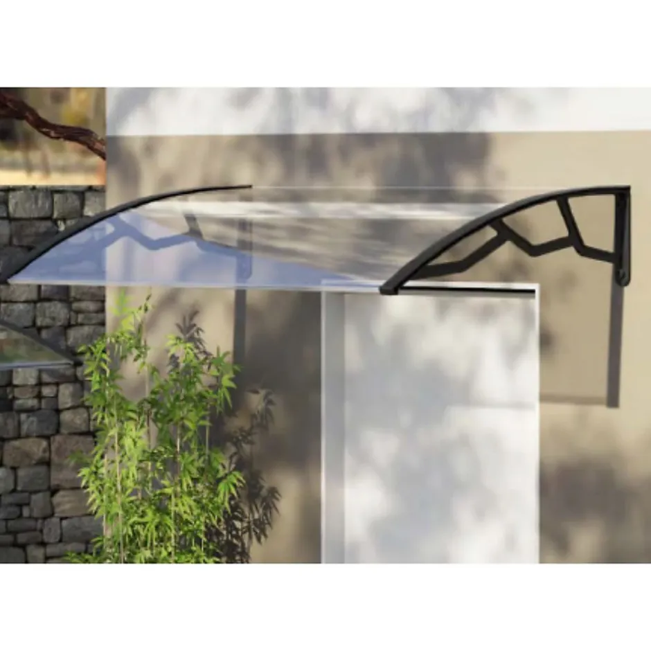 Artplast Auvent de Porte d'Entrée et fenêtre 100 x 100 cm - Polycarbonate Anti UV Marquise Extérieure Bras Polypropylène Art Plast
