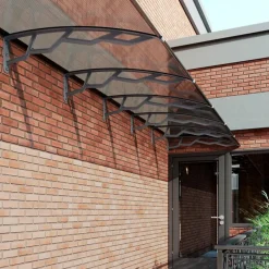 Artplast Auvent de Porte d'Entrée et fenêtre 100 x 100 cm - Polycarbonate Anti UV Marquise Extérieure Bras Polypropylène Art Plast