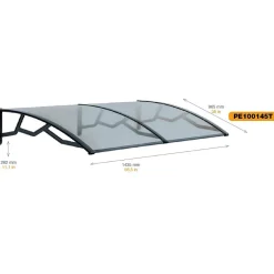 Artplast Auvent de Porte d'Entrée et fenêtre 100 x 145 cm - Polycarbonate Anti UV Marquise d'entrée Bras Polypropylène Art Plast