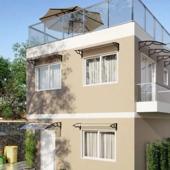 Artplast Auvent de Porte d'Entrée et fenêtre 100 x 145 cm - Polycarbonate Anti UV Marquise d'entrée Bras Polypropylène Art Plast