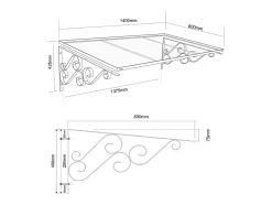 Auvent de porte en aluminium L140 x l80 cm incliné AMBAN-Vente-unique