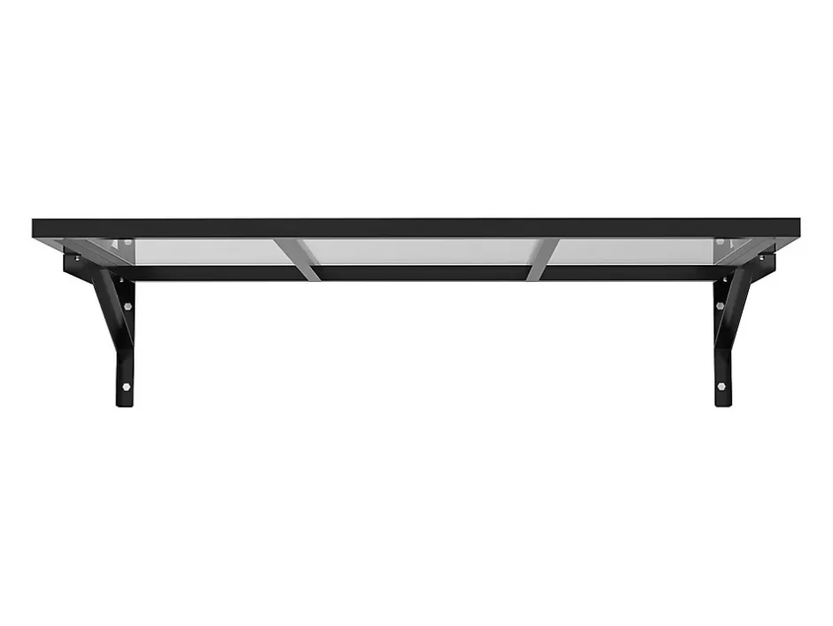 Vente-unique Auvent de porte en aluminium et acier L120 x l80 cm incliné noir - PELARU