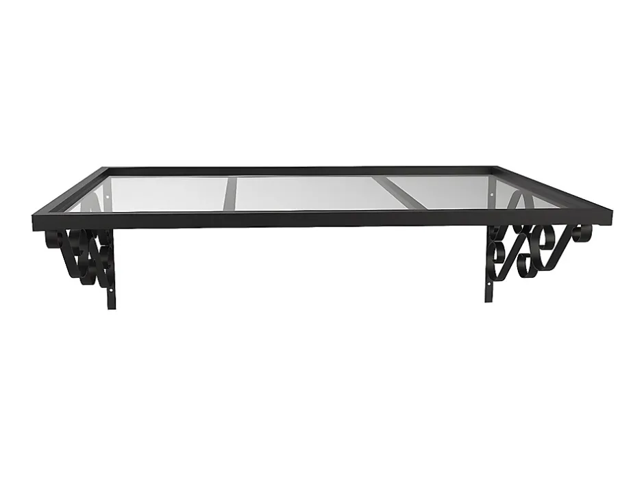 Vente-unique Auvent de porte en aluminium L150 x l80 cm incliné AMBAN