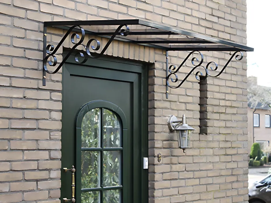 Vente-unique Auvent de porte en aluminium L150 x l80 cm incliné AMBAN