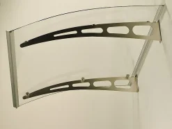 Auvent de porte en aluminium 150 x 90 cm courbé - gris - NEONA-Vente-unique New