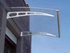 Auvent de porte en aluminium 150 x 90 cm courbé - gris - NEONA-Vente-unique New