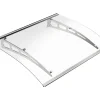 Auvent de porte en aluminium 120 x 90 cm courbé - gris - NEONA-Vente-unique Discount