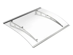 Auvent de porte en aluminium 120 x 90 cm courbé - gris - NEONA-Vente-unique Discount