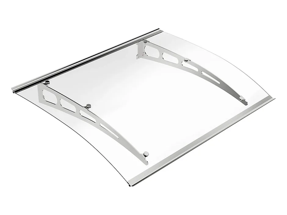 Auvent de porte en aluminium 120 x 90 cm courbé - gris - NEONA-Vente-unique Discount