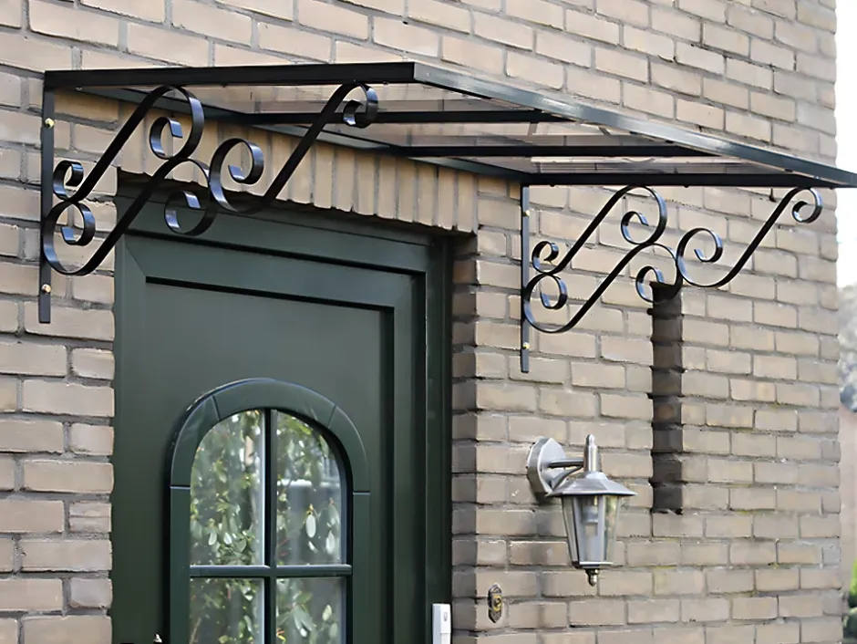 Vente-unique Auvent de porte en aluminium L120 x l80 cm incliné AMBAN