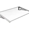 Auvent de porte en aluminium 120 x 90 cm incliné argenté KEPLER-Vente-unique New