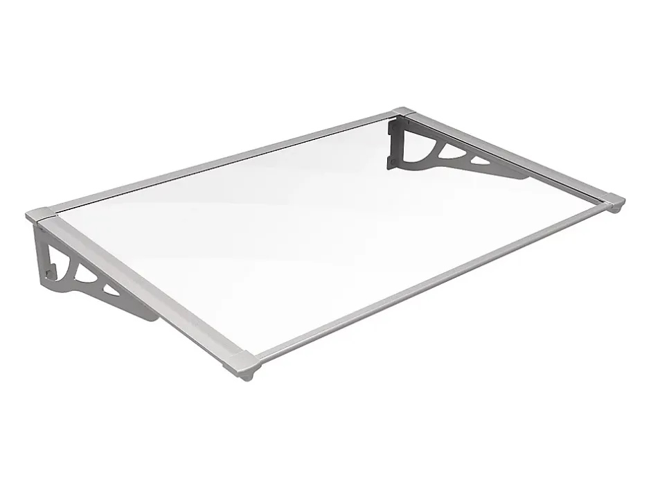 Auvent de porte en aluminium 120 x 90 cm incliné argenté KEPLER-Vente-unique New