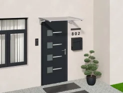 Auvent de porte en aluminium 120 x 90 cm incliné argenté KEPLER-Vente-unique New