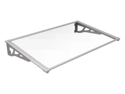 Auvent de porte en aluminium 150 x 90 cm incliné argenté KEPLER-Vente-unique New
