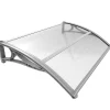 Vounot Auvent de porte marquise 120x80 cm transparent en Polycarbonate anti UV Gris