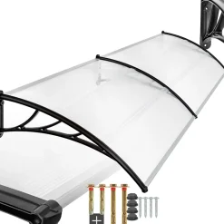 Tectake Auvent de porte Marquise Résistant aux intempéries blanc transparent