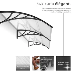 Tectake Auvent de porte Marquise Résistant aux intempéries blanc transparent