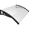 Vounot Auvent de porte marquise 120x80 cm transparent en Polycarbonate anti UV Noir