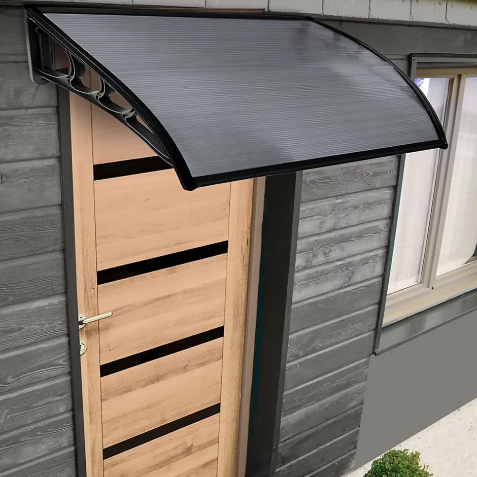 Auvent de porte marquise d'accueil 80 x 120 CM teinté-IDMarket Outlet