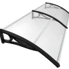Auvent de porte marquise 200x80 cm transparent en Polycarbonate anti UV Noir-Vounot Best