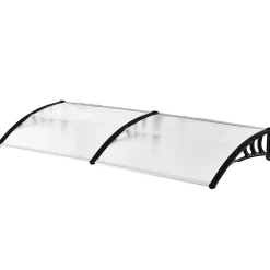 Auvent marquise de porte design voûté arrondi dim. 195L x 80l x 23H cm polycarbonate plastique noir-Outsunny