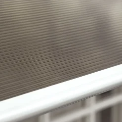 Auvent marquise de porte design voûté arrondi dim. 200L x 96l x 27H cm polycarbonate fumé brun PP noir-Outsunny Online