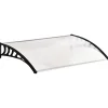 Outsunny Auvent marquise de porte design voûté arrondi dim. 150L x 90l x 25H cm polycarbonate PP noir
