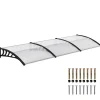 Outsunny Auvent marquise de porte design voûté arrondi dim. 303L x 96l x 27H cm alu polycarbonate plastique noir