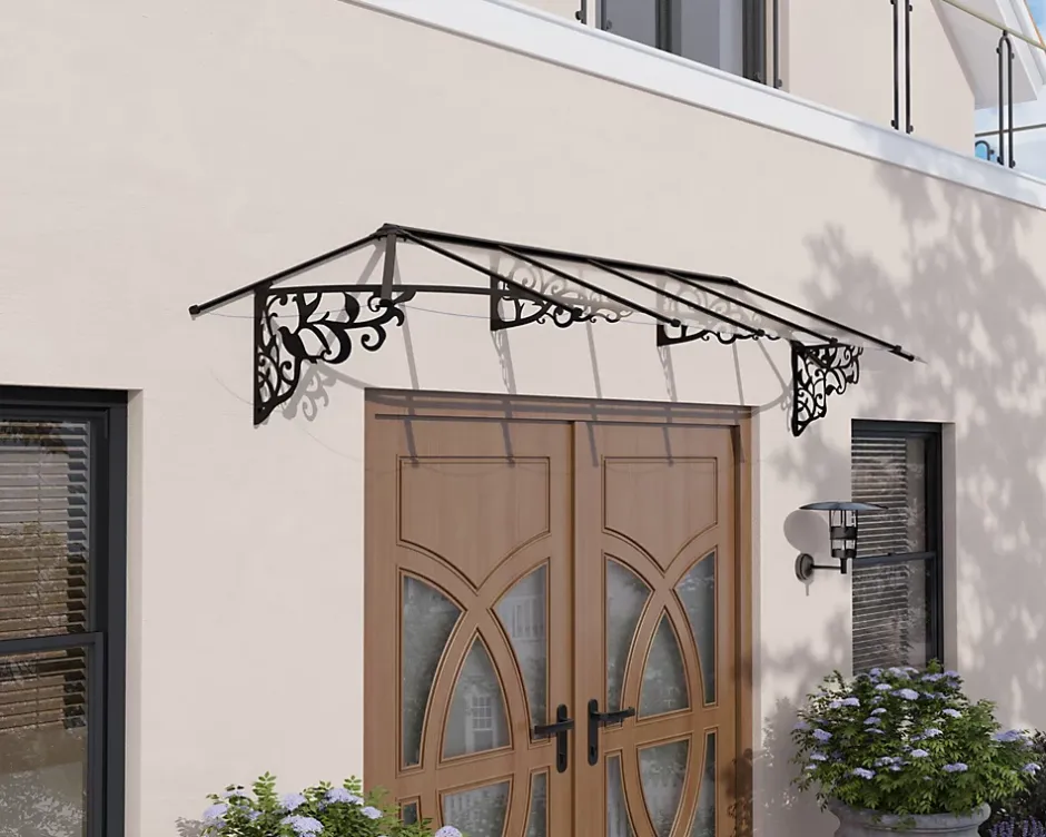 Canopia by Palram Auvent monopente Lily XL noir clair l.370 x P.88 x H.70 cm