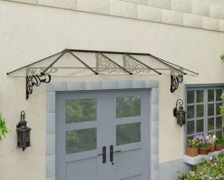 Auvent monopente Lily XL noir clair l.319 x P.88 x H.70 cm-Canopia by Palram Clearance