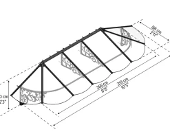 Auvent monopente Lily XL noir clair l.319 x P.88 x H.70 cm-Canopia by Palram Clearance