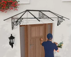 Canopia by Palram Auvent monopente Lily XL noir clair l.268 x P.88 x H.70 cm