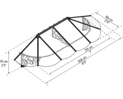 Canopia by Palram Auvent monopente Lily XL noir clair l.268 x P.88 x H.70 cm
