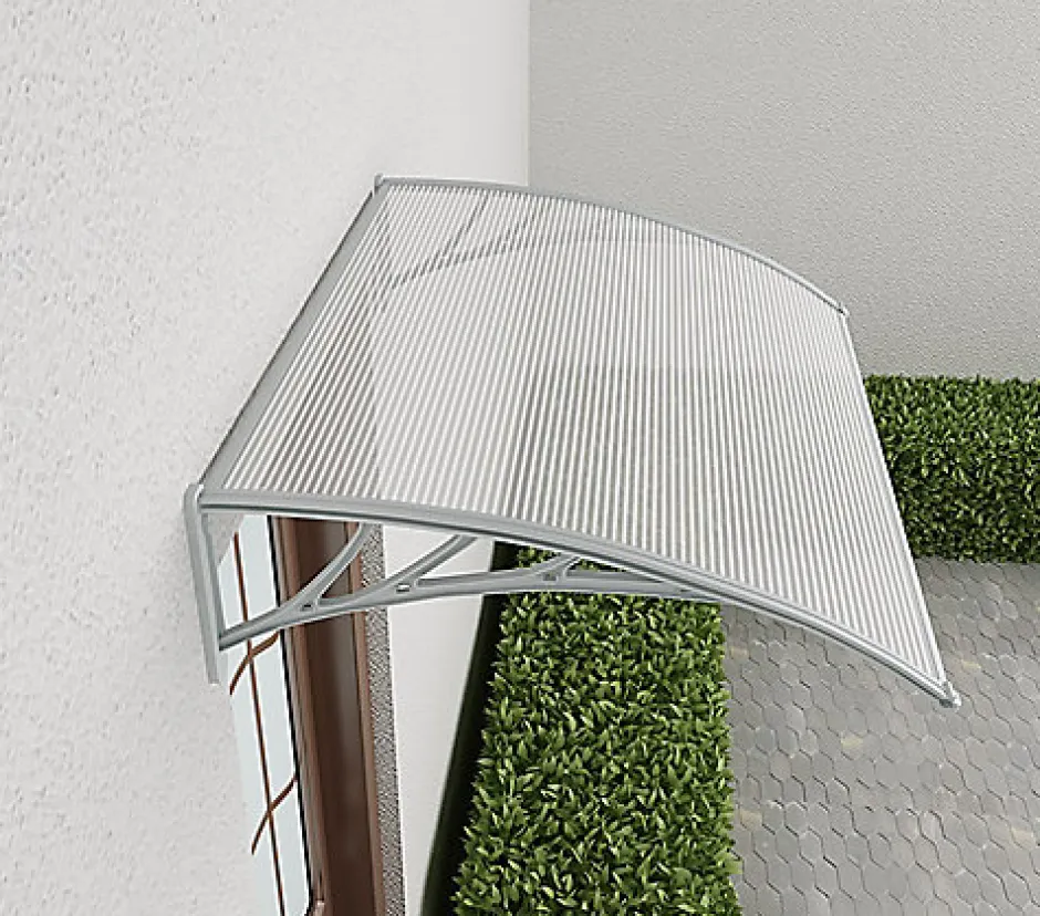Geom Auvent plastique et polycarbonate Tiffanio gris clair 120 X 90 cm