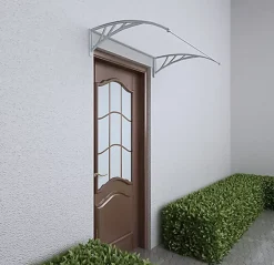 Geom Auvent plastique et polycarbonate Tiffanio gris clair 120 X 90 cm