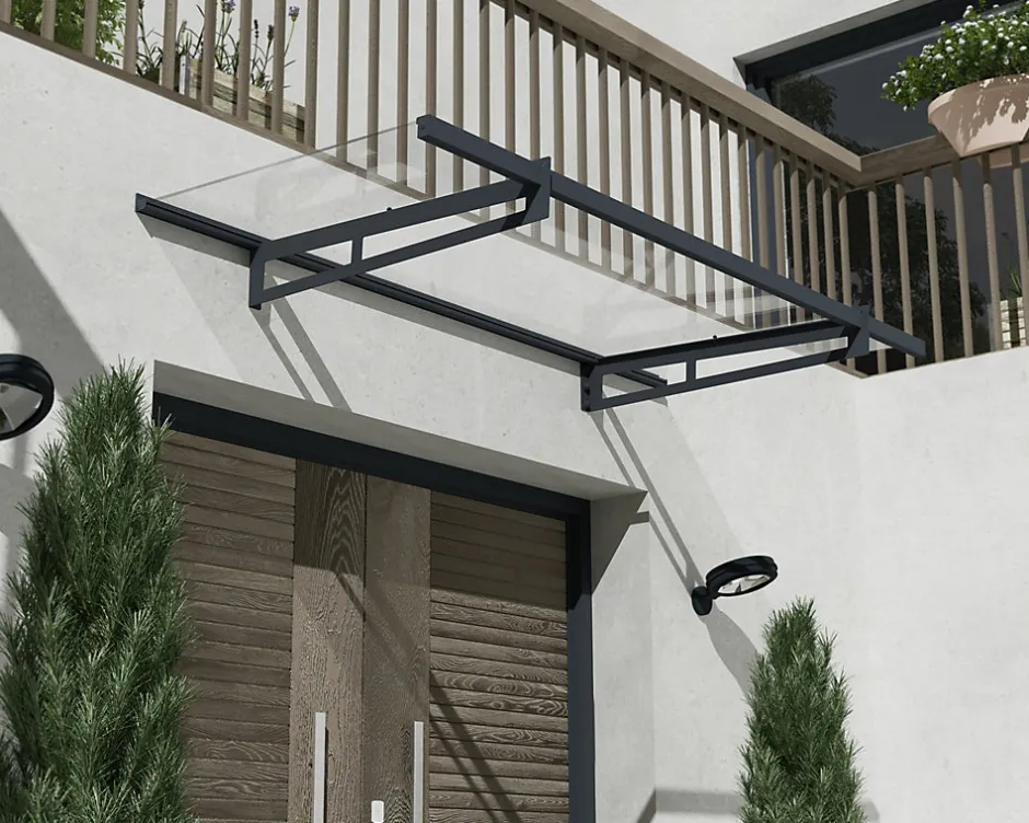 Auvent plat Bremen gris clair l.205 x P.93,5 x H.18,7 cm-Canopia by Palram Online