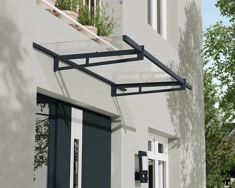 Auvent plat Bremen gris clair l.205 x P.93,5 x H.18,7 cm-Canopia by Palram Online