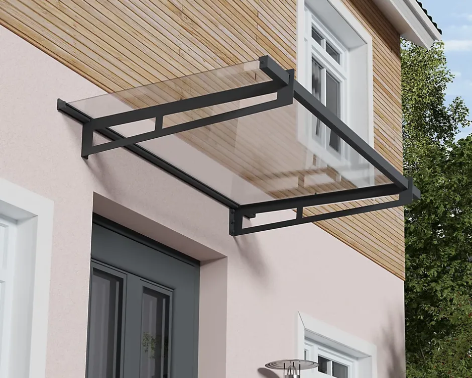 Auvent plat Bremen gris clair l.150 x P.93,5 x H.18,7 cm-Canopia by Palram Outlet