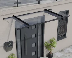 Auvent plat Nancy gris clair l.205,5 x P.94 x H.14 cm-Canopia by Palram Outlet